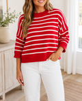 Red Stripe Relaxed Sweater