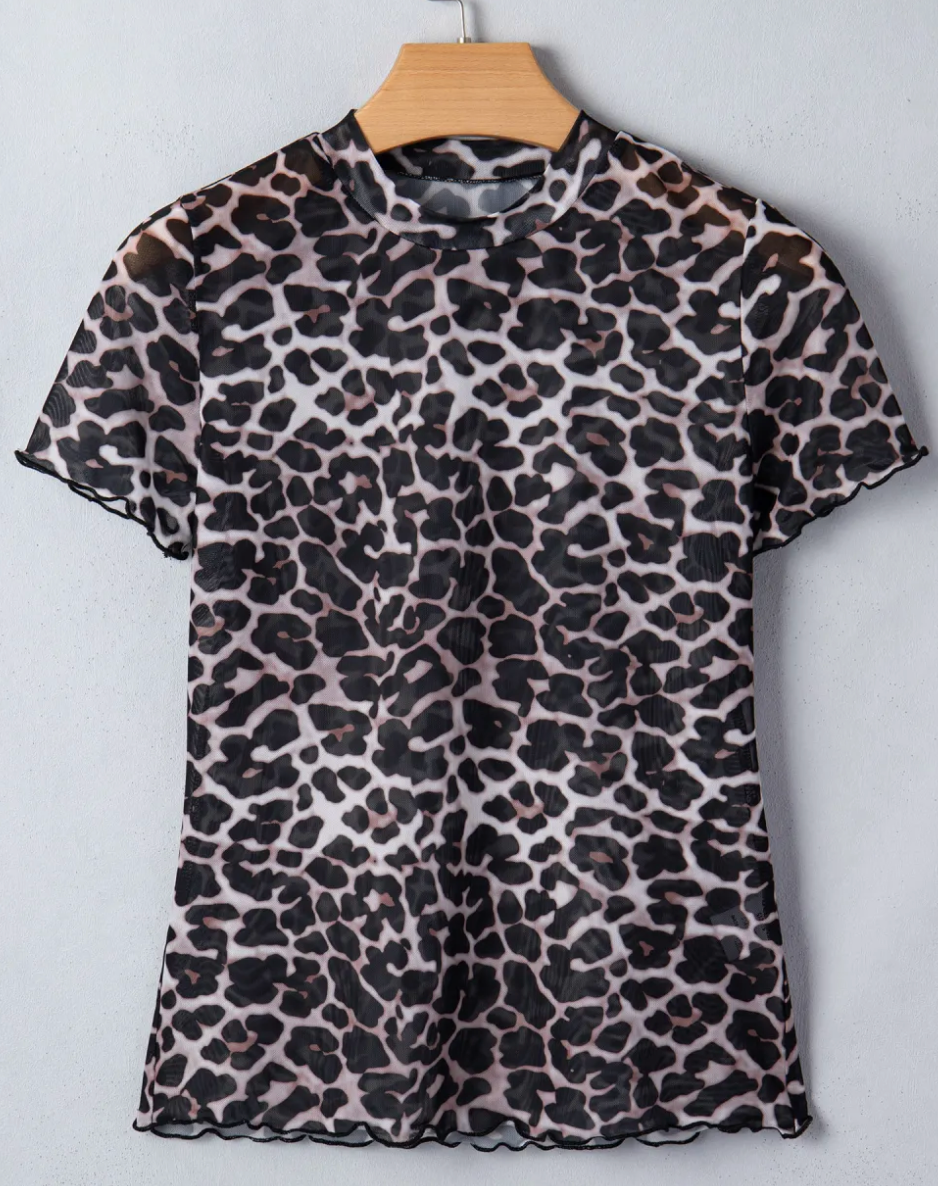 Leopard Sheer Mesh Top