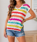Striped Eyelet Sweater Top