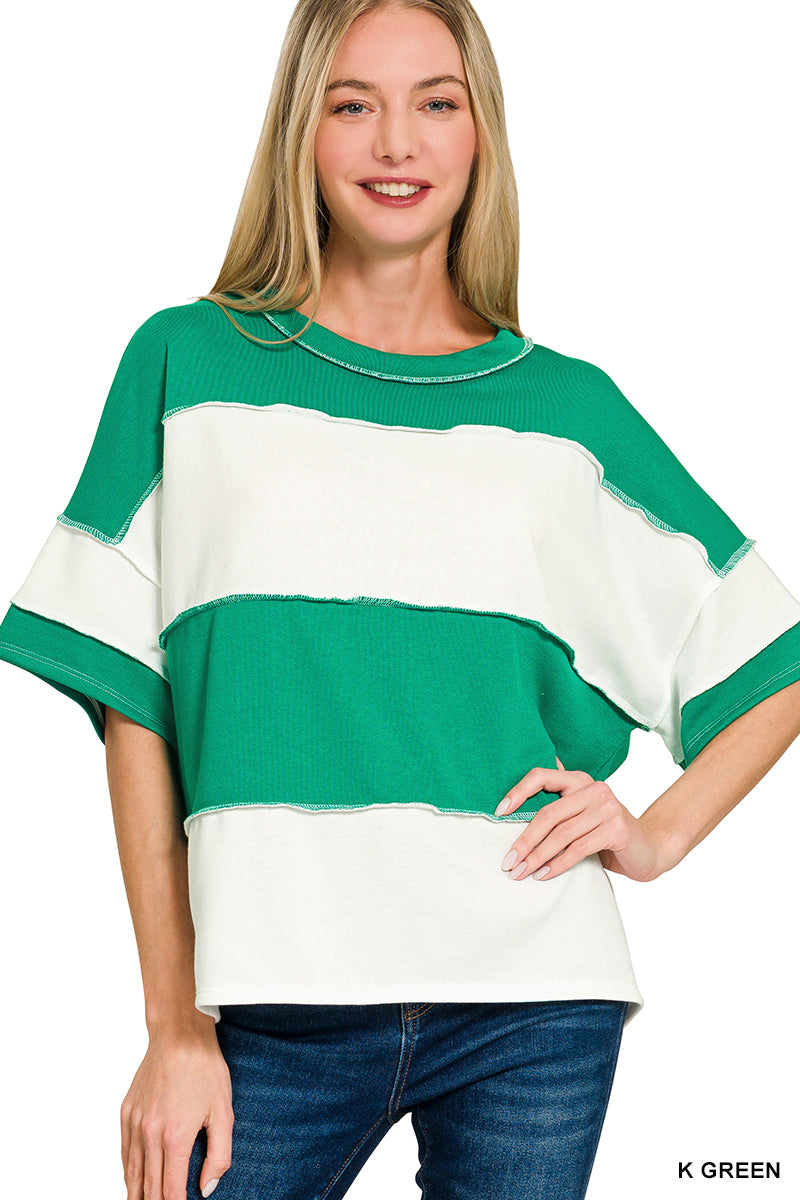 French-Terry Exposed Seam Top Zenana New RTS