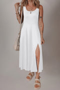 White Flared Midi Dress