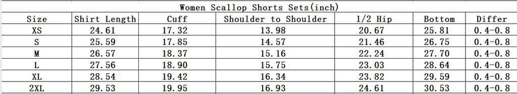 Buttercup scalloped women shorts set
