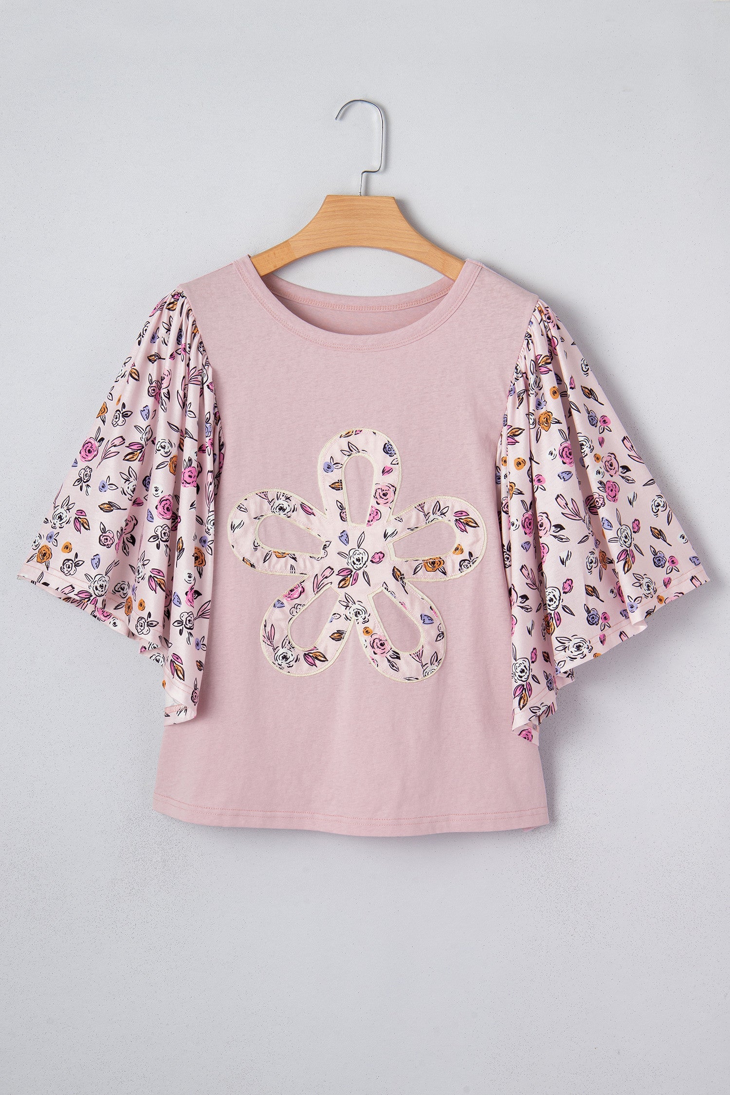 Pink Contrast Floral Blouse