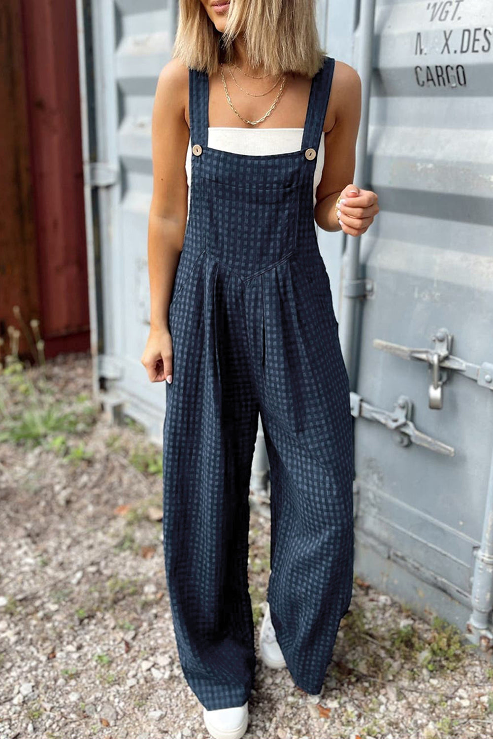 Blue Plaid Overall FB