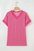 Rose Ribbed Casual Top