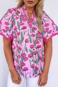 Pink Floral Lace Blouse FB